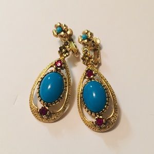 True Vintage Ottoman Tear-Drop Earrings Turquoise